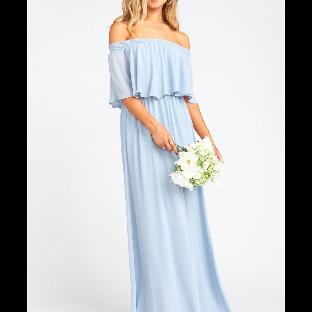 Elegant Off-Shoulder Light Blue Dress